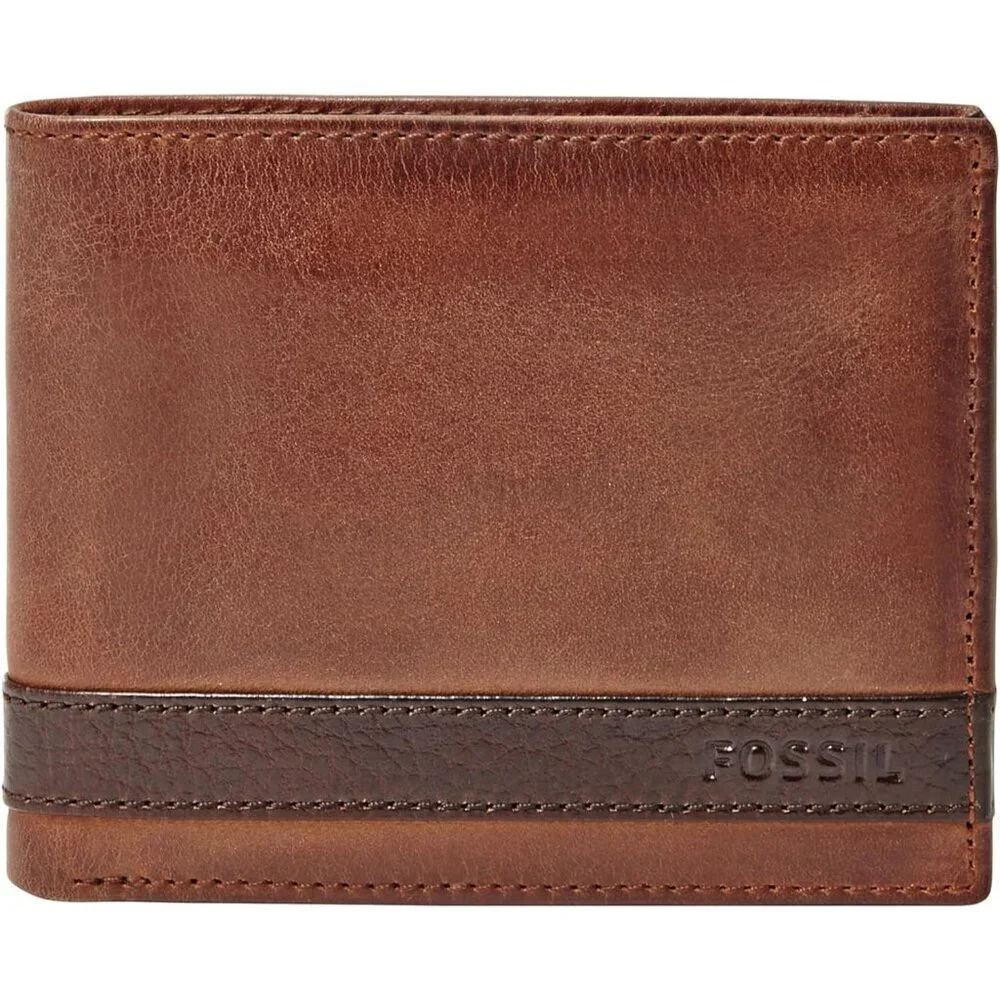 Men Brown Quinn Leather Bifold with Flip ID Wallet (Model: ML3644200)